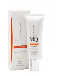 کرم ضد آفتاب فاقد چربی رنگی ام کیو SPF50 حجم 55 میلی لیتر