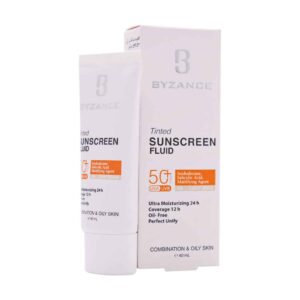 فلوئید ضد آفتاب کرم پودری +SPF50 بیزانس مناسب پوست مختلط و چرب 40 میلی لیتر