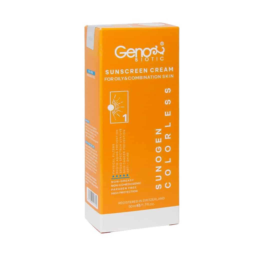 کرم ضد آفتاب پوست چرب ژنوبایوتیک سانوژن SPF50 حجم 50 میلی لیتر