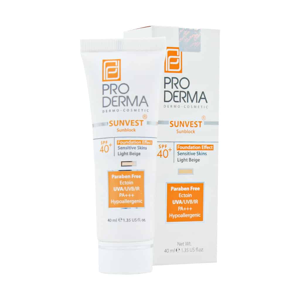 کرم ضد آفتاب مینرال رنگی پرودرما ⁺SPF40 مناسب پوست های حساس ۴۰ میلی لیتر